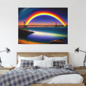 Newport Bridge, Sommernacht, Regenbogen Leinwanddruck (Insitu (Schlafzimmer))