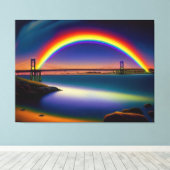 Newport Bridge, Sommernacht, Regenbogen Leinwanddruck (Insitu (Holzboden))