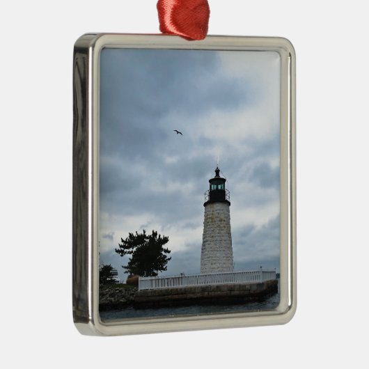 Newport-Hafen-Leuchtturm Silbernes Ornament (Rechts)