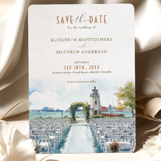 Newport Harbour Island Resort Save the Date Einladung
