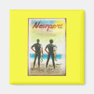 Newport Kalifornien Vintager Surfer-Druck Magnet