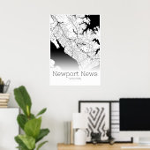 Newport News Map - Virginia - City Map Poster (Heimbüro)