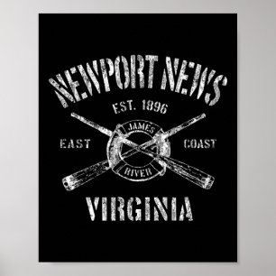 Newport News Va Vintage Nautical Boating T-Shirt Poster