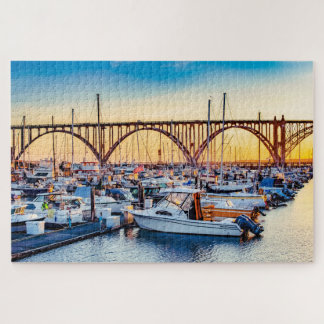 Newport Oregon Coast Yaquina Bay Marina bei Sunset Puzzle