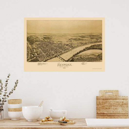 Newport, PA Panoramic Map - 1895 Poster (Küche)
