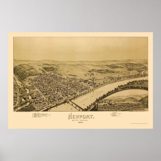 Newport, PA Panoramic Map - 1895 Poster (Vorne)