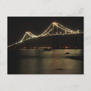 Newport Pell Bridge Narragansett Bay Night Postkarte