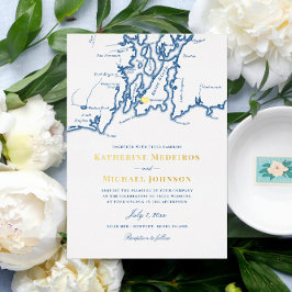 Newport Rhode Island Elegant Navy Blue Wedding Folieneinladung