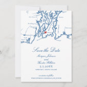 Newport Rhode Island Elegant Navy Blue Wedding Save The Date (Vorderseite)
