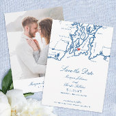 Newport Rhode Island Elegant Navy Blue Wedding Save The Date