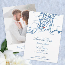 Newport Rhode Island Elegant Navy Blue Wedding Save The Date