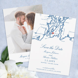 Newport Rhode Island Elegant Navy Blue Wedding Save The Date