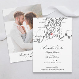 Newport Rhode Island Elegante Schwarz-weiße Hochze Save The Date