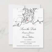 Newport Rhode Island Elegante Schwarz-weiße Hochze Save The Date (Vorderseite)