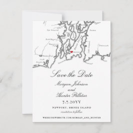 Newport Rhode Island Elegante Schwarz-weiße Hochze Save The Date