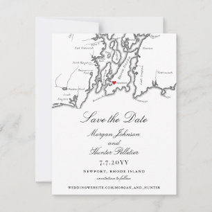 Newport Rhode Island Elegante Schwarz-weiße Hochze Save The Date