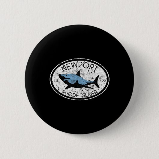 Newport Rhode Island Fischen Hai Fisch Strand Vint Button (Vorderseite)