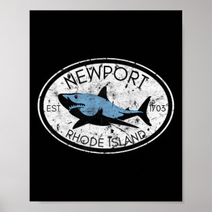 Newport Rhode Island Fischen Hai Fisch Strand Vint Poster