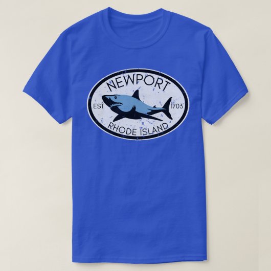 Newport Rhode Island Fischerei Hai Strand Vint T-Shirt (Design vorne)