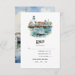 Newport, Rhode Island Hochzeit in Urlaubsort RSVP Karte