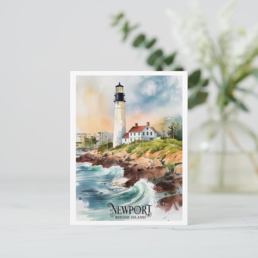 Newport, Rhode Island Lighthouse Malerei Postkarte (Stehend Vorderseite)