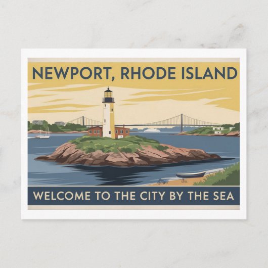 Newport, Rhode Island Lighthouse Malerei Postkarte (Vorderseite)