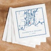 Newport Rhode Island Map Navy Elegant Wedding Serviette
