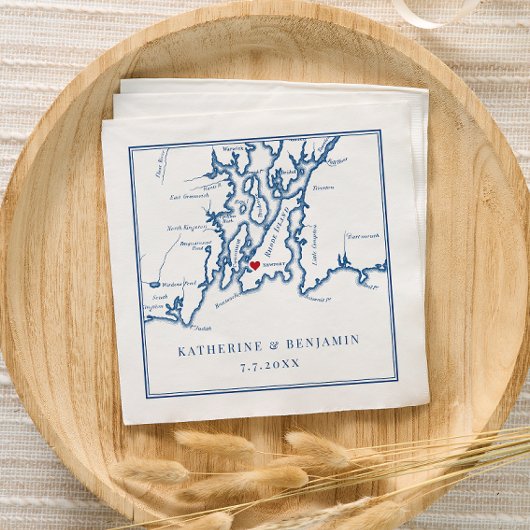 Newport Rhode Island Map Navy Elegant Wedding Serviette