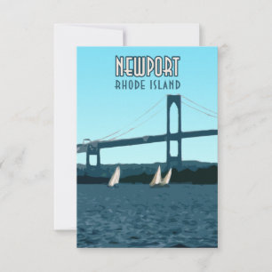 Newport Rhode Island Sailboote Vintage Flachkarte