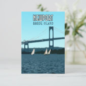 Newport Rhode Island Sailboote Vintage Flachkarte (Stehend Vorderseite)