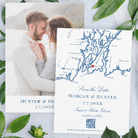 Newport Rhode Island Save the Date Eleganter QR-Co