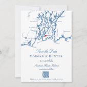 Newport Rhode Island Save the Date Eleganter QR-Co (Vorderseite)