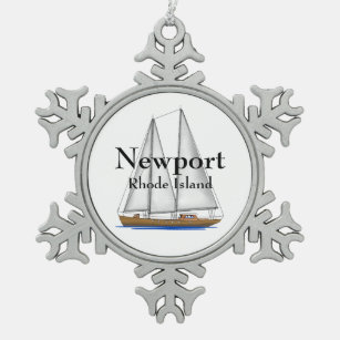 Newport Rhode Island Schneeflocken Zinn-Ornament