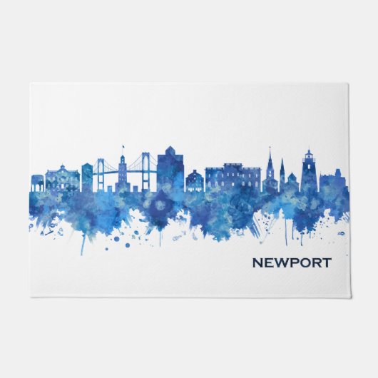 Newport Rhode Island USA Skyline Blue Fußmatte (Vorderseite)