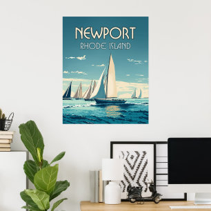 Newport Rhode Island Yachtrennen Vintag Poster