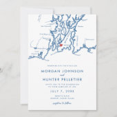 Newport RI Elegant Navy Blue Minimalistisch Weddin Einladung (Vorderseite)