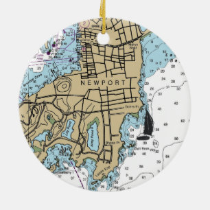 Newport RI Karte Keramik Ornament