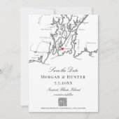 Newport RI Karte Schwarz-Weiß-Elegant QR-Code (Vorderseite)