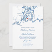 Newport RI Map All-in-One QR Code UAWG Wedding Einladung (Vorderseite)
