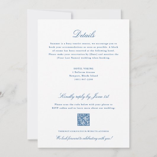 Newport RI Map All-in-One QR Code UAWG Wedding Einladung (Rückseite)