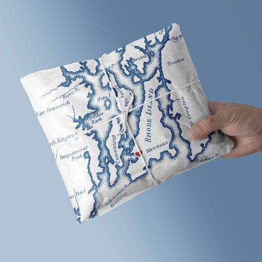 Newport RI Map Elegant Navy Blue Seidenpapier