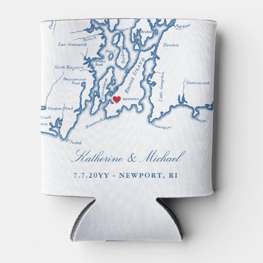 Newport, RI Map Gastgeschenk Hochzeit Drink Holder Dosenkühler (Vorderseite)