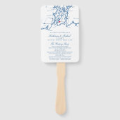 Newport, RI Map Wedding Program Elegant Navy Fächer (Vorderseite)