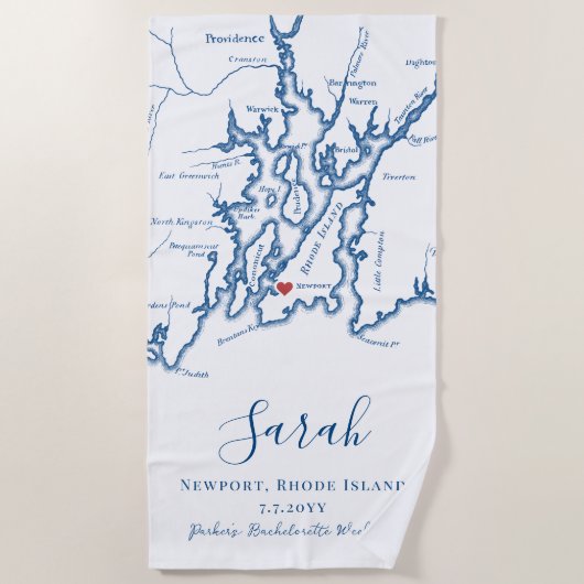 Newport RI Personalisiert Bachelorette Weekend Strandtuch (Vorderseite)