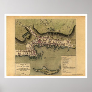 Newport, RI Stadtkarte - 1777 Poster
