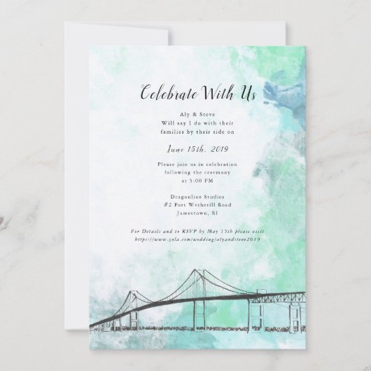 Newport, RI Thema-Wasser-Farbeinladung Einladung (Vorderseite)