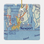 Newport RI Vintag Map Keramikornament (Rückseite)