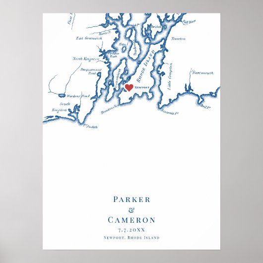 Newport RI Wedding Elegantes Gästebuchposter Poster (Vorne)