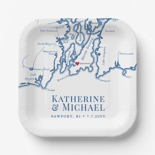 Newport RI Wedding Party Pappteller (Vorderseite)