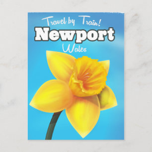 Newport Wales Vintag Daffodisches Reiseplakat Postkarte